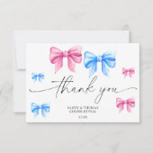 Waterverf Bows - Dank je gender reveal Bedankkaart (Voorkant)