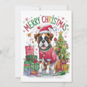 Waterverf Boxer Dog Christmas Kaart (Voorkant)