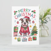 Waterverf Boxer Dog Christmas Kaart (Staand voorkant)
