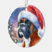 Waterverf Boxer Dog Santa Hat Christmas Keramisch Ornament (Links)