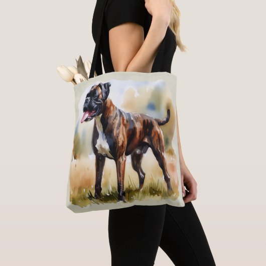 Waterverf Boxer Dog Tote Bag (Dichtbij)