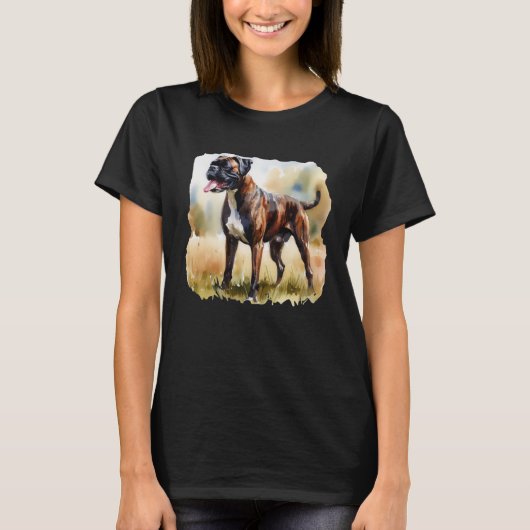 Waterverf Boxer Hond T-shirt (Voorkant)