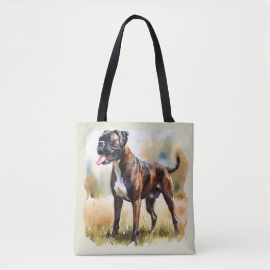 Waterverf Boxer Hond Tote Bag (Voorkant)