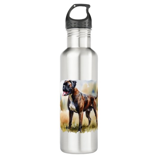 Waterverf Boxer Hond Waterfles (Voorkant)