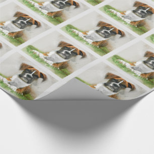 Waterverf Boxer Puppy Dog op gras Cadeaupapier