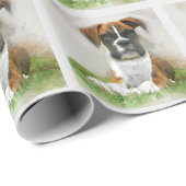 Waterverf Boxer Puppy Dog op gras Cadeaupapier (Rol Hoek)