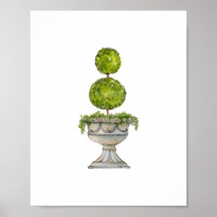 Waterverf Boxwood bovenleiding in antiek urn Poster