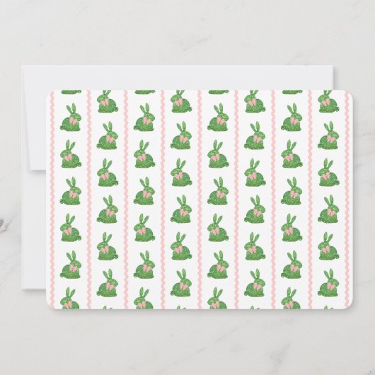 Waterverf Boxwood Spring Bunny Pink Bow Afbeelding Bedankkaart (Achterkant)