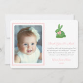 Waterverf Boxwood Spring Bunny Pink Bow Afbeelding Bedankkaart (Voorkant)