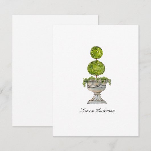 Waterverf Boxwood topiary flat - Harde dank Bedankkaart (Voorkant / Achterkant)