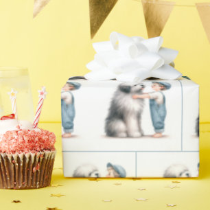 Waterverf Boy and His Dog Cadeaupapier