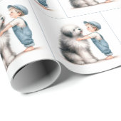 Waterverf Boy and His Dog Cadeaupapier (Rol Hoek)