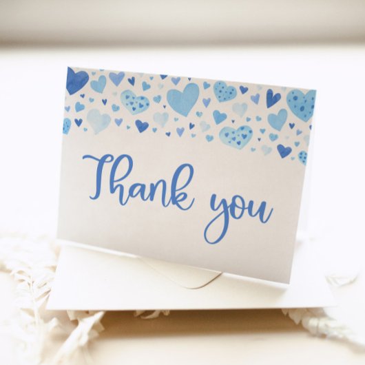 Waterverf Boy Blue Hearts Valentijn Sweetheart Bedankkaart