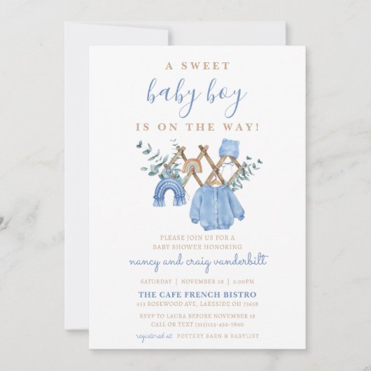 Waterverf Boy Boho Baby shower Kaart (Voorkant)