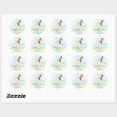 Waterverf Boy Bunny Baby shower Boerderij Dank u Ronde Sticker (Vel)