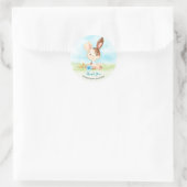 Waterverf Boy Bunny Baby shower Boerderij Dank u Ronde Sticker (Tas)