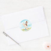 Waterverf Boy Bunny Baby shower Boerderij Ronde Sticker (Envelop)