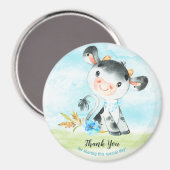 Waterverf Boy Cow Baby shower Boerderij Dank u Magneet (Voorkant / Achterkant)
