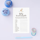 Waterverf Boy Deer op Witte Baby Word Scramble Flyer (Enkel)