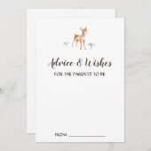 Waterverf Boy Deer op Witte Kaarten van het Advies (Voorkant / Achterkant)