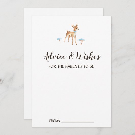 Waterverf Boy Deer op Witte Kaarten van het Advies (Voorkant / Achterkant)