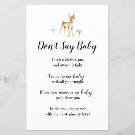 Waterverf Boy Deer over het witte "Baby"schoenspel Flyer