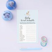 Waterverf Boy Deer Paddenstoelen Baby Word Scrambl Flyer (Enkel)