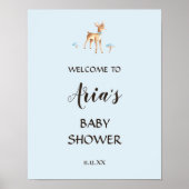 Waterverf Boy Deer paddenstoelen Shower Welkom Sig Poster (Voorkant)