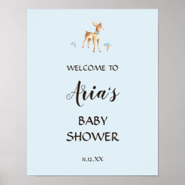 Waterverf Boy Deer paddenstoelen Shower Welkom Sig Poster