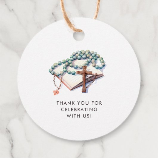 Waterverf Boy First Holy Communion Dank u Bedankjes Labels (Achterkant)