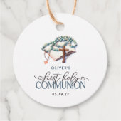 Waterverf Boy First Holy Communion Dank u Bedankjes Labels (Voorkant)