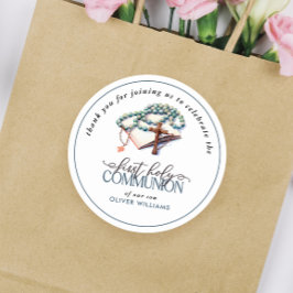 Waterverf Boy First Holy Communion Dank u Ronde Sticker