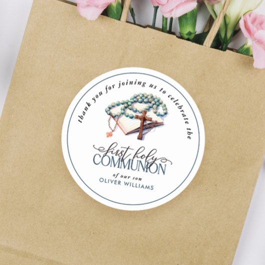 Waterverf Boy First Holy Communion Dank u Ronde Sticker