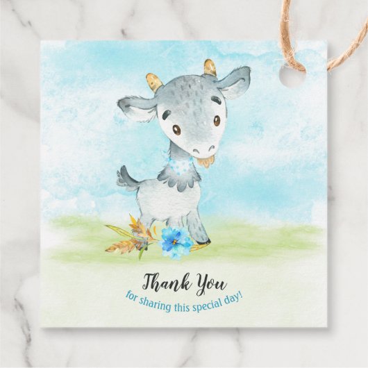 Waterverf Boy Goat Boerderij Dank u Bedankjes Labels (Achterkant)