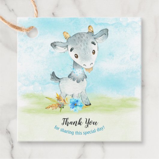Waterverf Boy Goat Boerderij Dank u Bedankjes Labels (Voorkant)