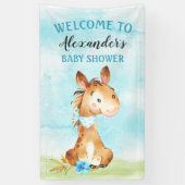 Waterverf Boy Horse Baby shower Boerderij Spandoek (Verticaal)
