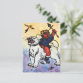 waterverf Boy King rijdt op witte panter Briefkaart (Staand voorkant)