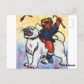 waterverf Boy King rijdt op witte panter Briefkaart (Achterkant)