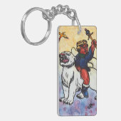 waterverf Boy King rijdt op witte panter Sleutelhanger (Voorkant Links)