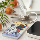 waterverf Boy King rijdt op witte panter Sleutelhanger (Voorkant Rechts)