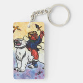 waterverf Boy King rijdt op witte panter Sleutelhanger (achterkant)