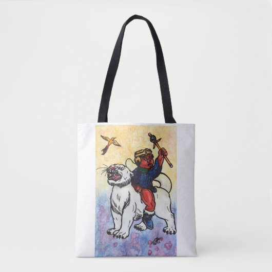 waterverf Boy King rijdt op witte panter Tote Bag (Voorkant)