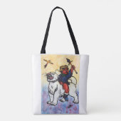 waterverf Boy King rijdt op witte panter Tote Bag (Achterkant)