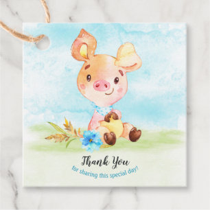 Waterverf Boy Piggy Baby shower Boerderij Bedankt Bedankjes Labels