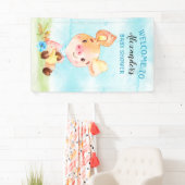 Waterverf Boy Piggy Boerderij Baby shower Spandoek (Insitu)