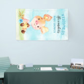 Waterverf Boy Piggy Boerderij Baby shower Spandoek (Beurs)