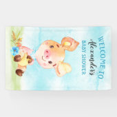 Waterverf Boy Piggy Boerderij Baby shower Spandoek (Horizontaal)