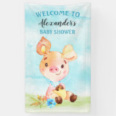 Waterverf Boy Piggy Boerderij Baby shower Spandoek (Verticaal)