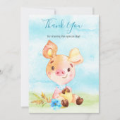 Waterverf Boy Piggy Boerderij Dank u Bedankkaart (Voorkant)