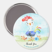 Waterverf Boy Rooster Boerderij Dank u Magneet (Voorkant / Achterkant)